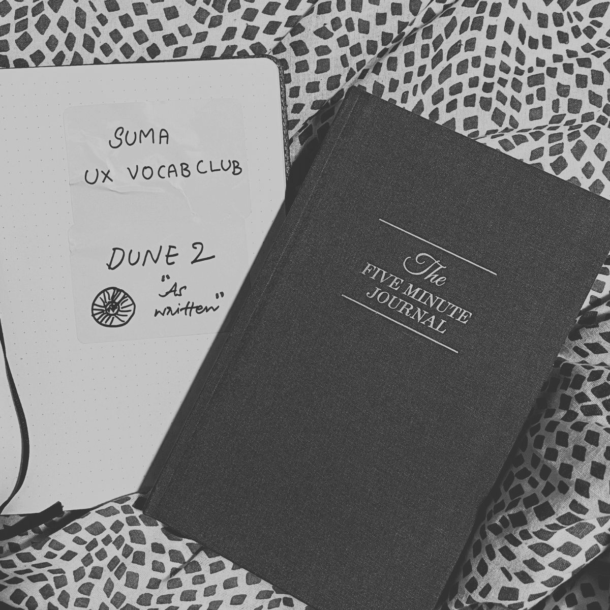 Name sticker and icebreaker sticker. My current favourite movie of the author is Dune 2, which also contains a free goodie, The Five Minute Journal by Intelligent Change.