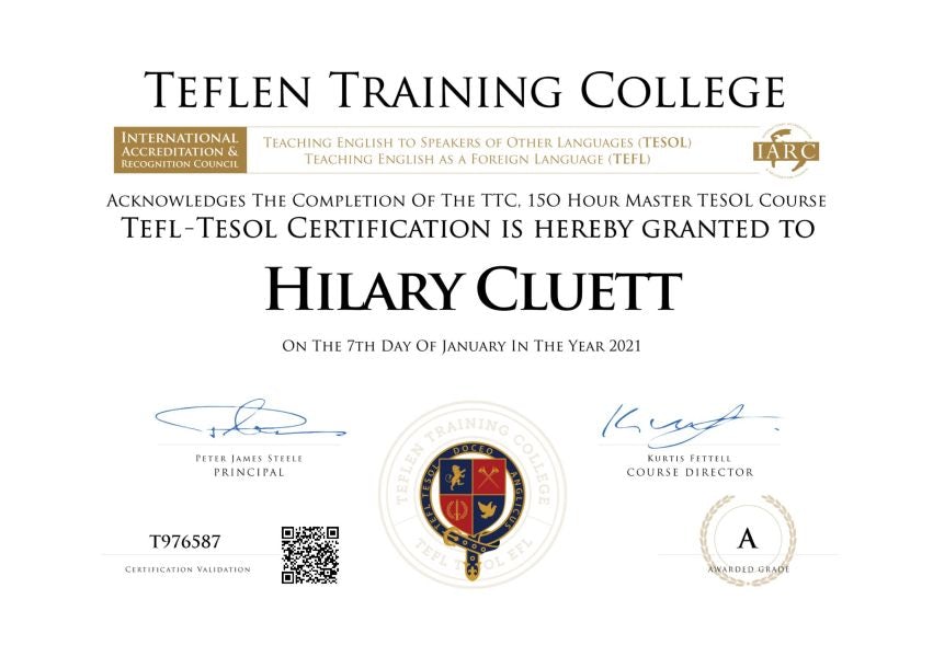 TEFLEN  training certificate